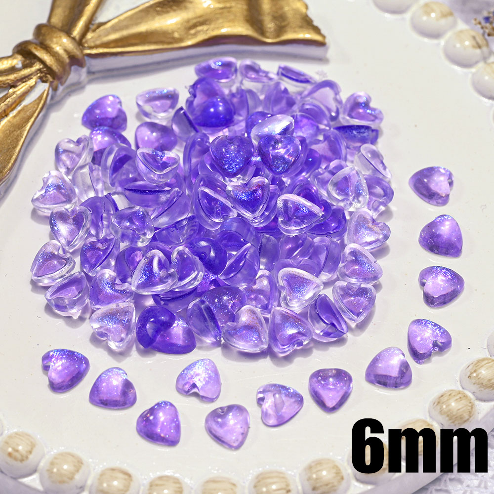 Abalorios transparentes de resina 3D para decoración de uñas, abalorios de corazón de amor, 4mm/6mm/8mm, 100 piezas: Azul