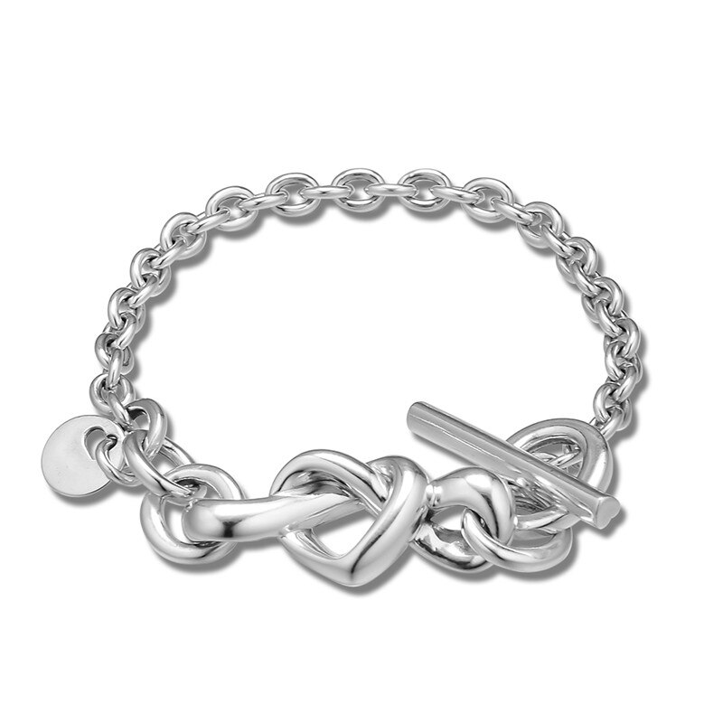 Verknotet Herz Armbinde Schmuck 925 Sterling Silber Armbänder für Frauen & Männer Liebe Zeichen Charme Armbänder Schmuck