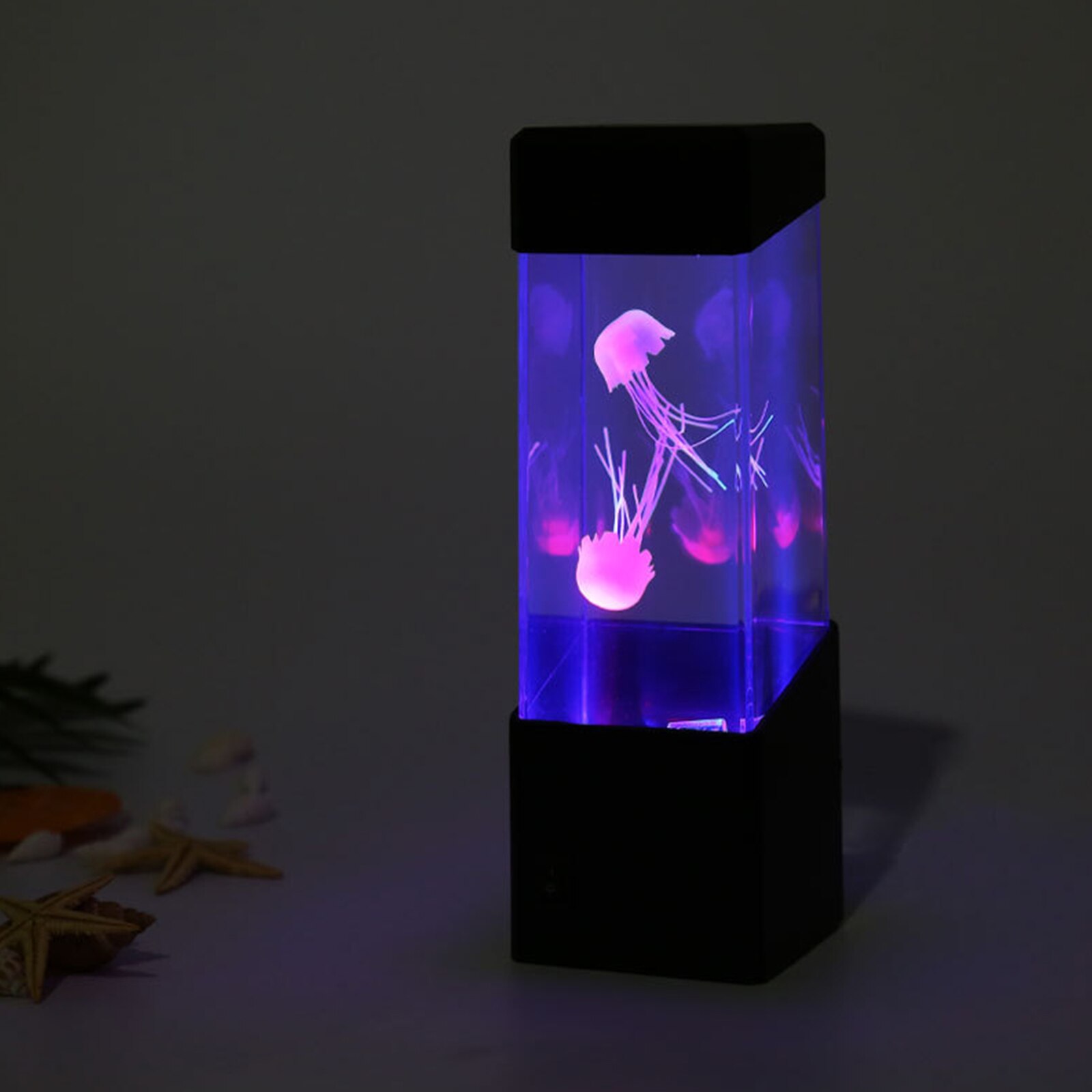Kwallen Nachtlampje Mini Desktop Aquarium Kwallen Mood Light Met Kleur Veranderende Licht Effect Voor Studie, Kinderkamer