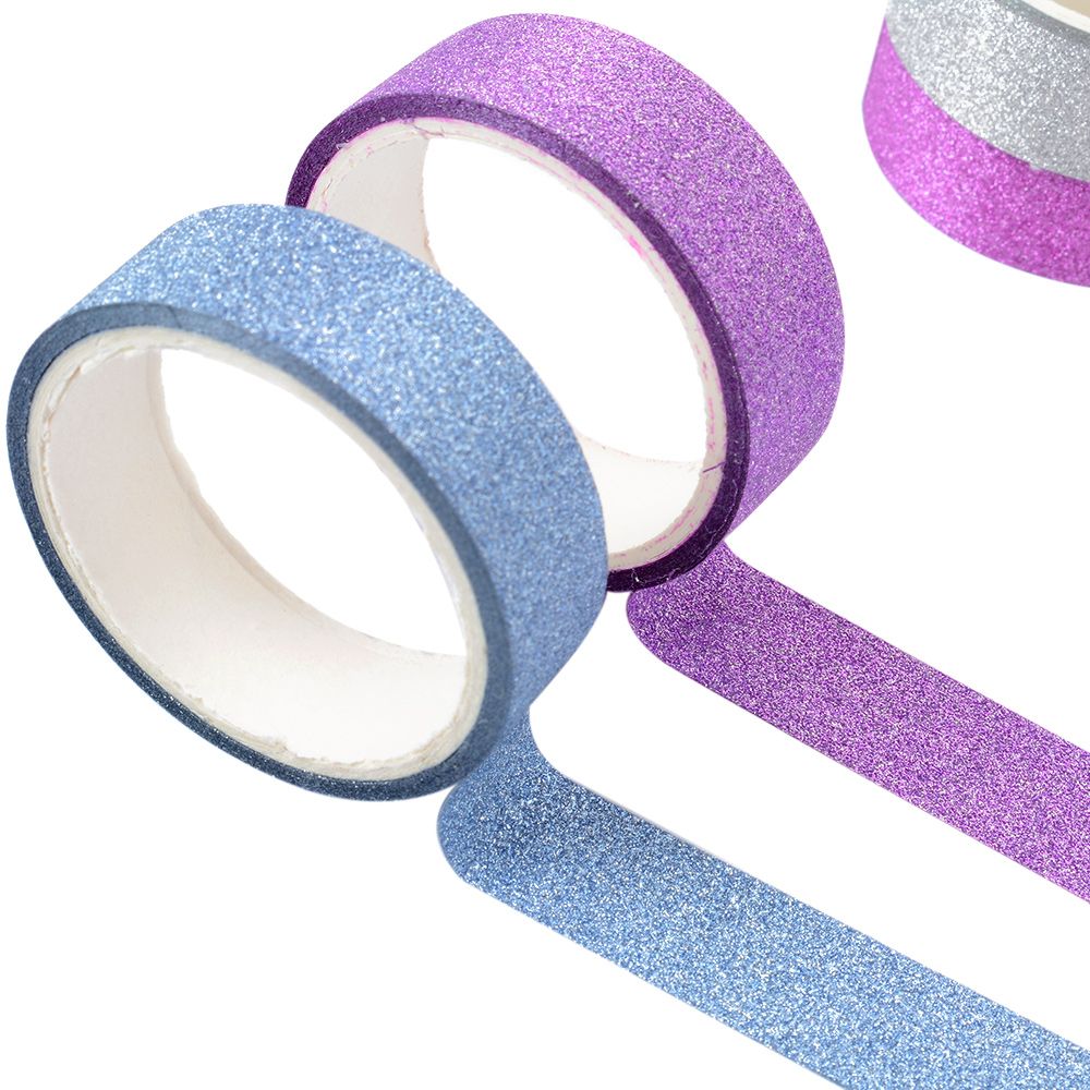 Ensemble de rubans adhésifs Washi à paillettes de 15mm * 5m, papeterie japonaise, rubans adhésifs décoratifs pour Scrapbooking, Kawai Adesiva