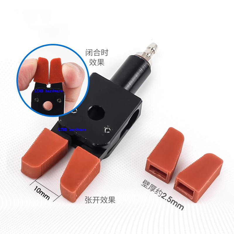 Pneumatic Clamp Manipulator MINI Gripper with Anti Slip Rubber Pad for Injection Molding Grab Water Spout Clip Robot Arm Fixture