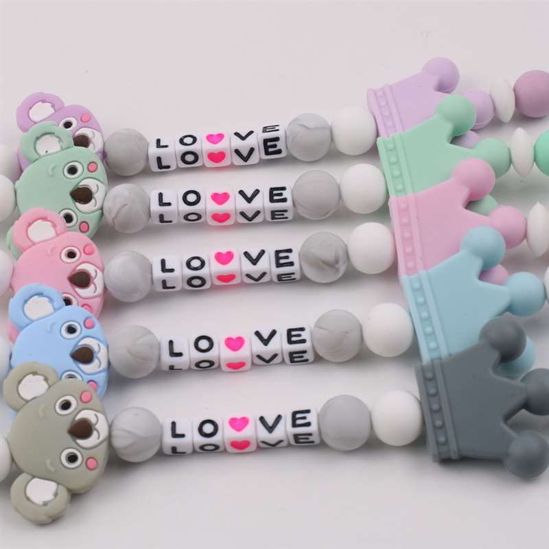 1Pc Del silicone bambino Ciuccio Personalizzato Personalizzati Nome Siliconi Ciuccio Supporto Della clip Del silicone corona koala Animale uncinetto Giocattoli Tallone