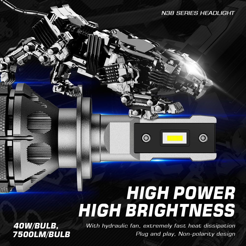 Novsight bilstrålkastare glödlampor led  h7 h4 h1 h3 h11 h13 9005 9006 9007 mini storlek dekoder billjus 80w 15000lm 6500k auto strålkastare
