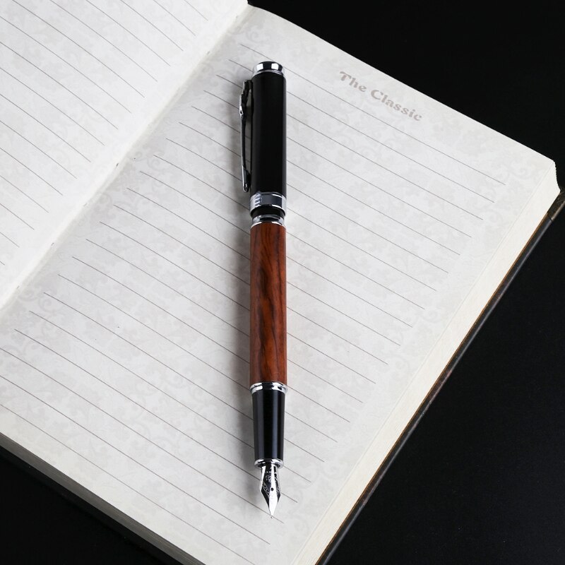 Vintage Style Pear Wood Barrel Fountain Pen 0.5mm Nib Business Office 090F