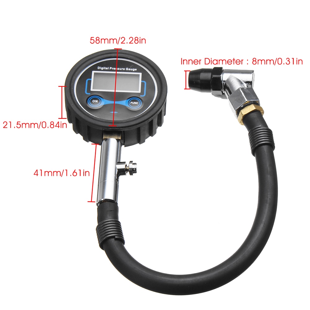 Proster Voor Digitale Bandenspanningsmeter Tire Inflator Gauge 200 Psi Met 5 Zwart Ventieldopjes Voertuig Tester Inflatie Monitoring