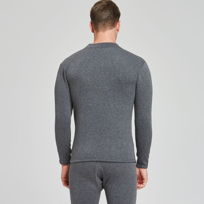 Ropa interior térmica para hombre, Conjunto de camiseta térmica y pantalones de lana de Cuello medio para mantener el calor, de , color negro, Invierno