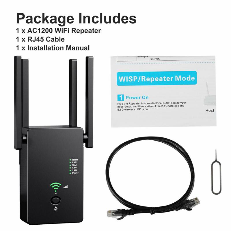 Wireless Wifi Range Extender Repeater Router AC1200M Wifi Signal Booster, Access Point, 2.4 5.8Ghz Dual Band Wifi Extender