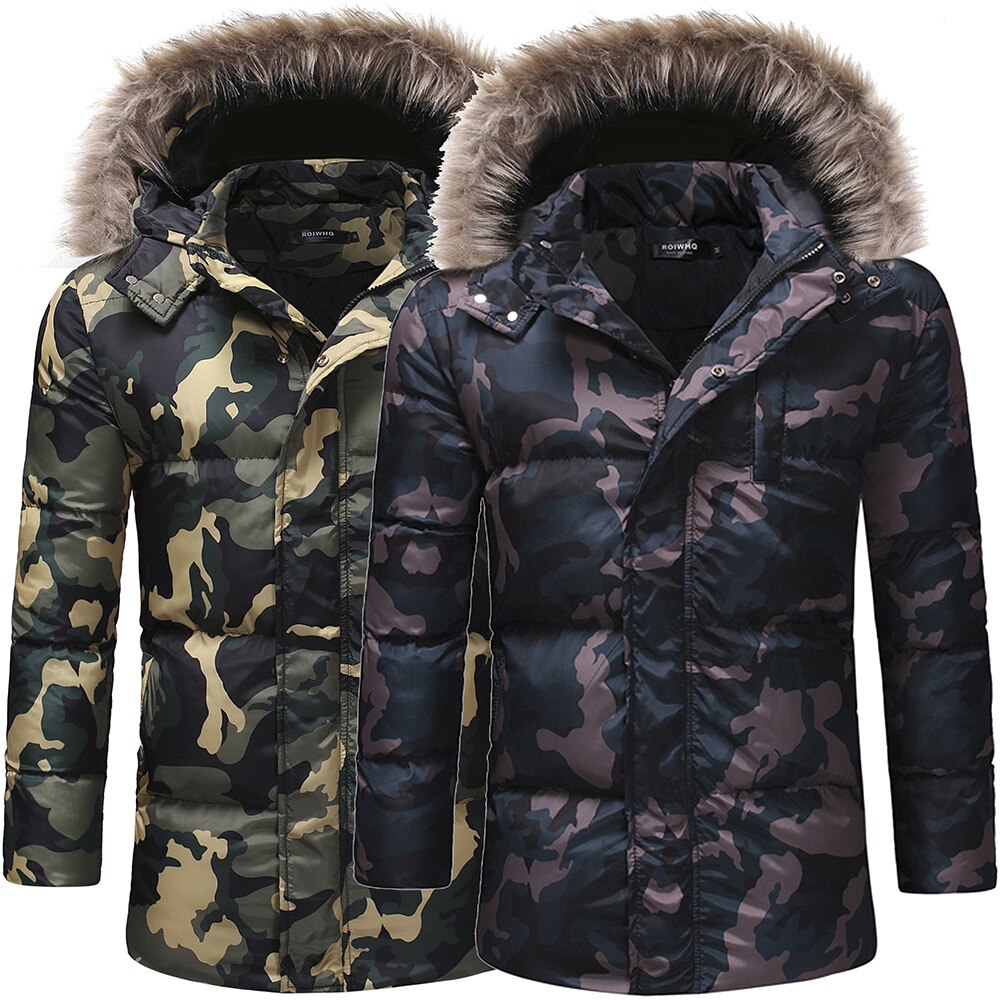 Mannen Mode Medium Lange Winter Losse Verdikking Down Katoen Camouflage Casual Rits Jas Jas