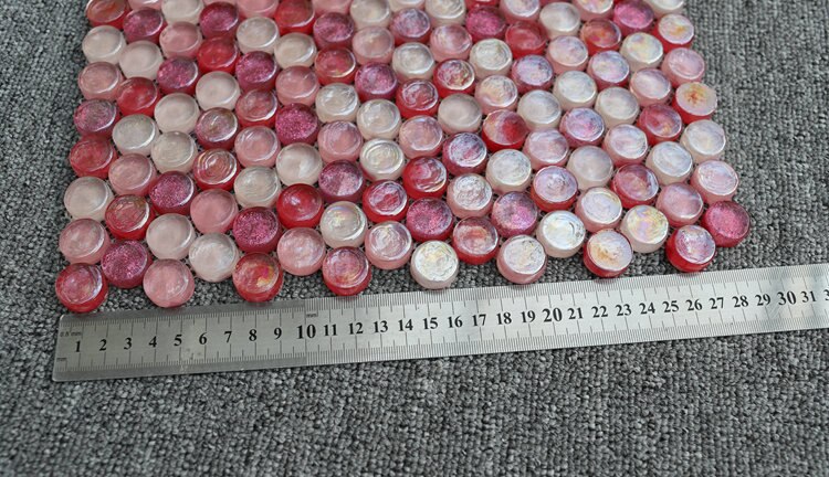 Penny Round Sugar Pink Rose Red Glass Mosaic Wall Tile JMFGT2007 Kitchen Backsplash Bathroom Glass Tiles