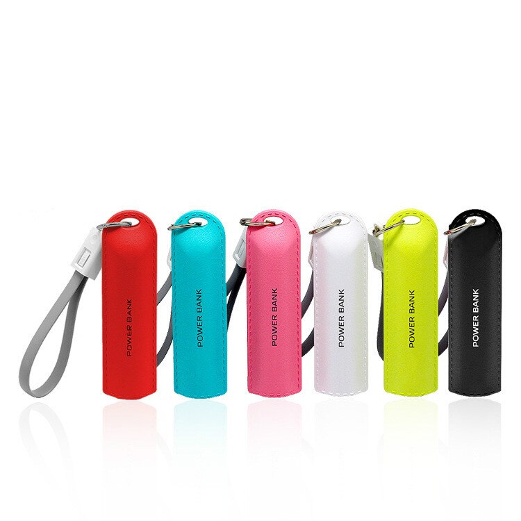 Enkele Sectie Sleutelhanger Mobiele Power Bank Draagbare Mini Met Eigen Kabel Power Bank Android En Apple Twee-In-een Datakabel: RED