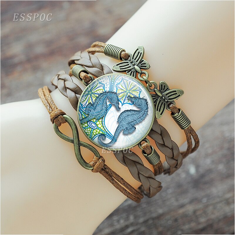 Zee Schildpad Octopus Dolfijn Zeester Multilayer Gevlochten Infinity Armband Enkelband Punk Stijl Mannen Vrouwen Mode Schildpad Sieraden: size 9