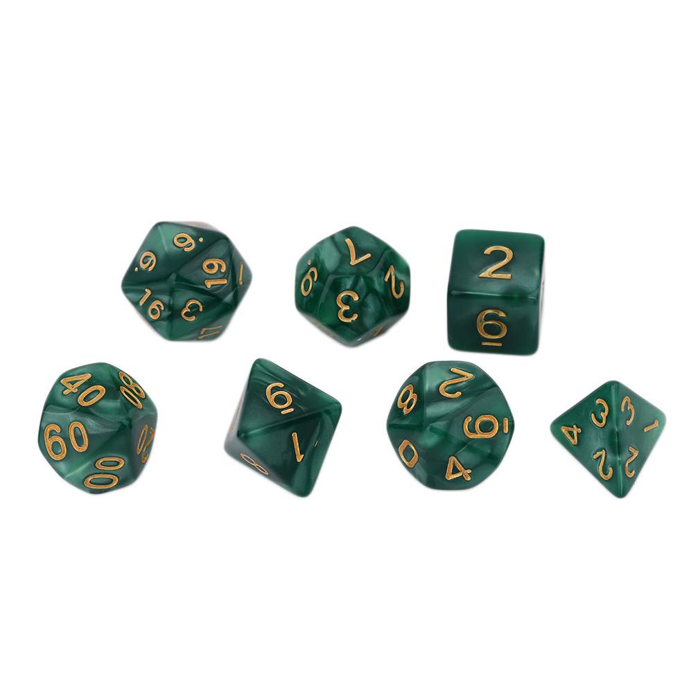 Heißer! Helle grüne Farbe 7 Pcs Set Kreative Multi-Faceted Perle Gemmed Acryl Dice16-20mm D4 D6 D8 D10 D12 D20