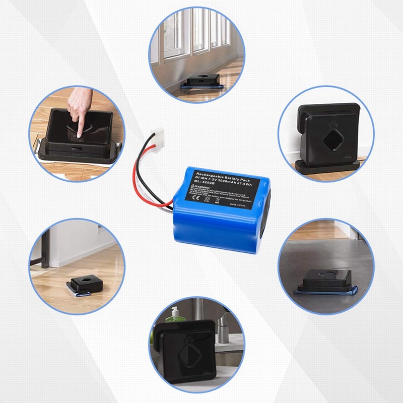 Reemplazo de batería ni-mh de 7.2v 3000 mah para limpiador de pisos irobot mint 5200 5200b irobot braava 380t
