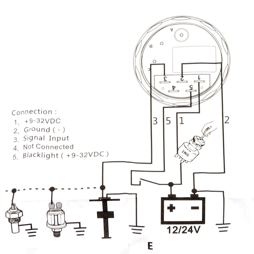 36V Waterdichte Elektrische Pointer Boot Brandstofmeter Sensor Meter Indicator 33-240Ohm Met Sensor Kabelboom Rvs