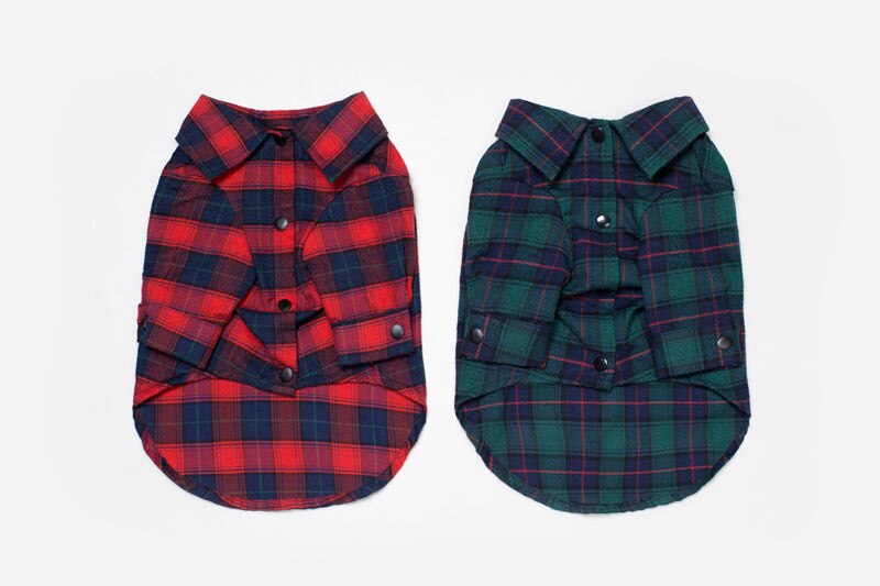 Sommer hundetøj til små hunde bomuldshunde-t-shirt vest koreansk gingham grøn rød