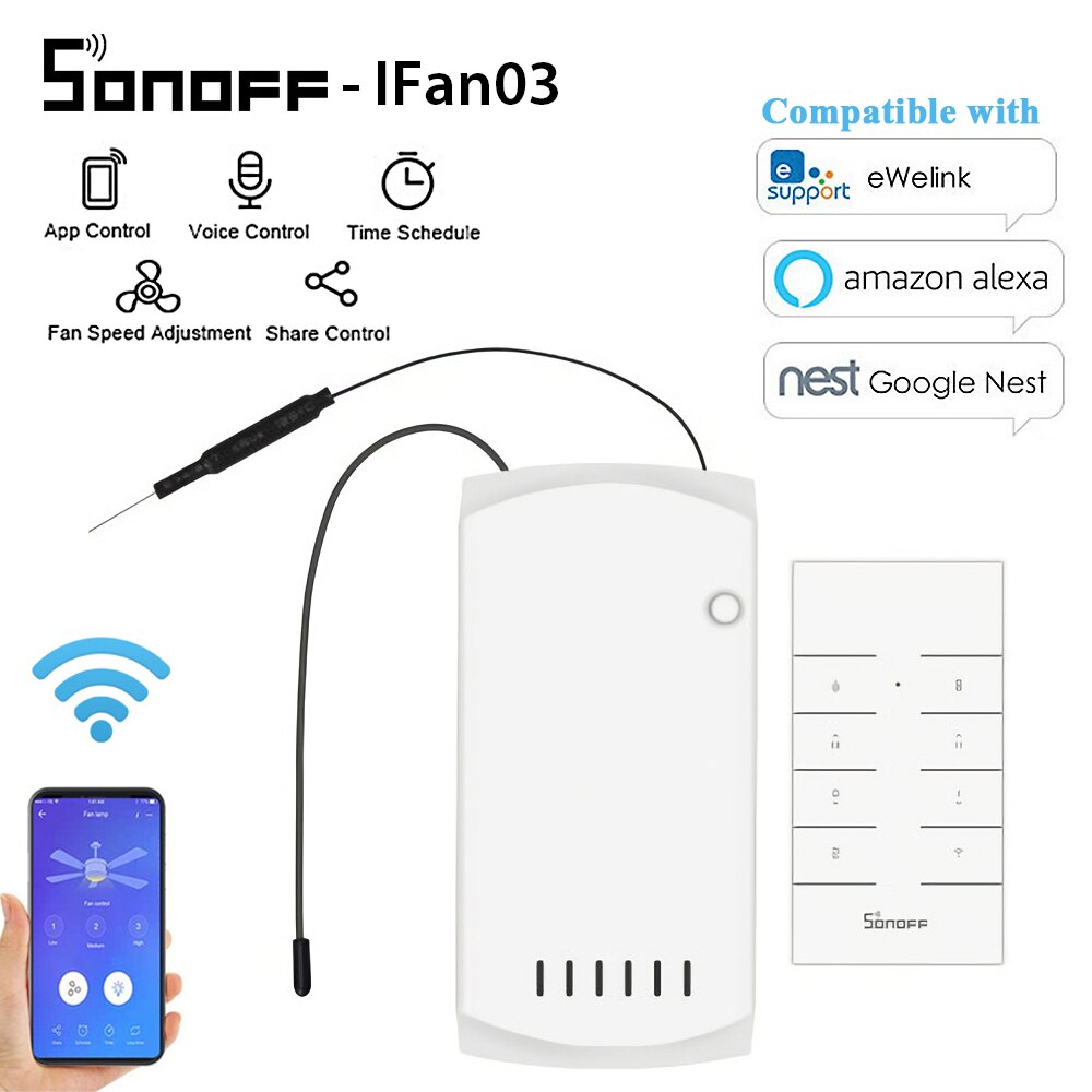 Sonoff iFAN03 Decke Fan Controller 433 RF APP Smart Wifi Schalter fernbedienung Einstellen Fan Speed Dimmer Funktioniert W/alexa Google: iFan03