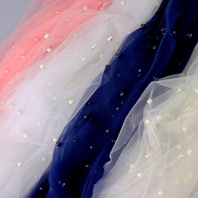 Tissu en Tulle et dentelle perlée, 5 mètres, décoration pour robe, , en Stock, 2022