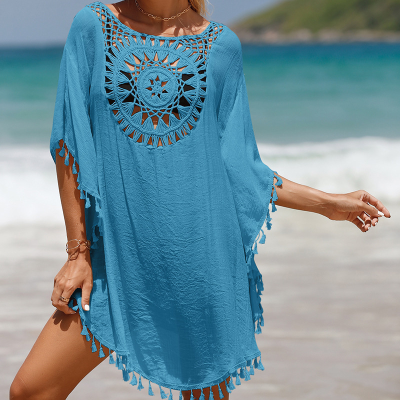 CROCHET BIKINI-Women's Sexy Swimsuit Cover Up Dress Summer Bathing Suit Beachwear Shirt Cover-ups for Women: Blue