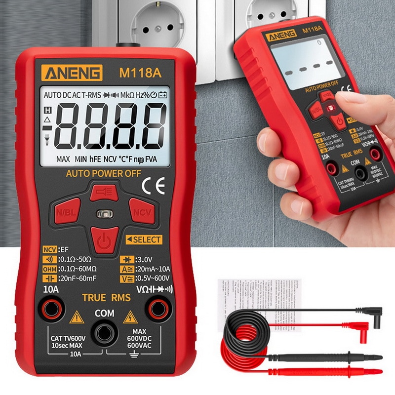 Digitale multimeter ac/spannings-/stroommeter ncv-tester meter capaciteitsmeter smart auto range