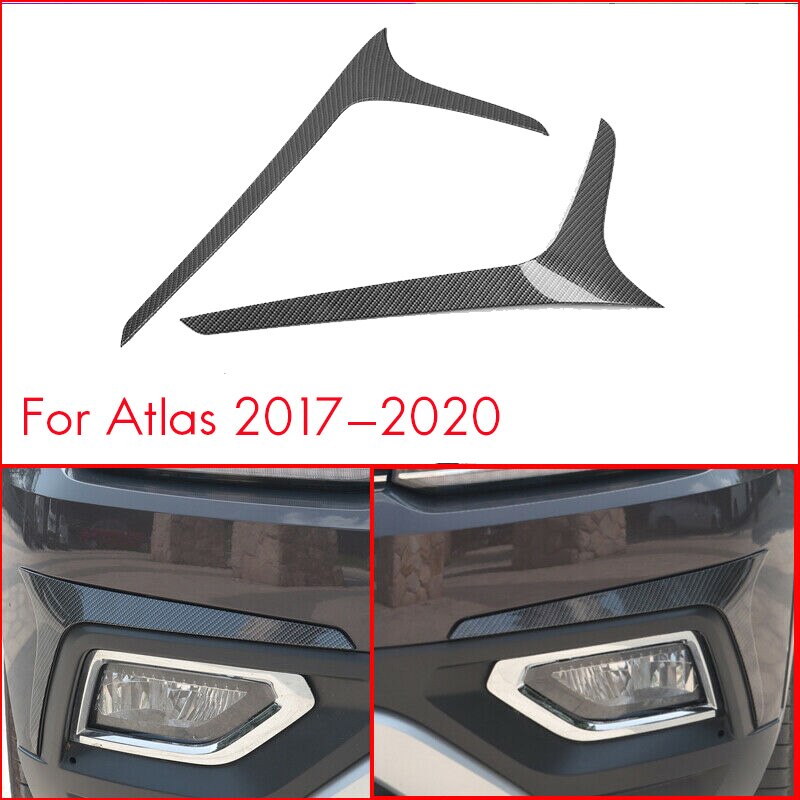 Carbon Fiber Car Front Fog Light Lamp Eyelid Cover Decoration Strip Trim for Atlas