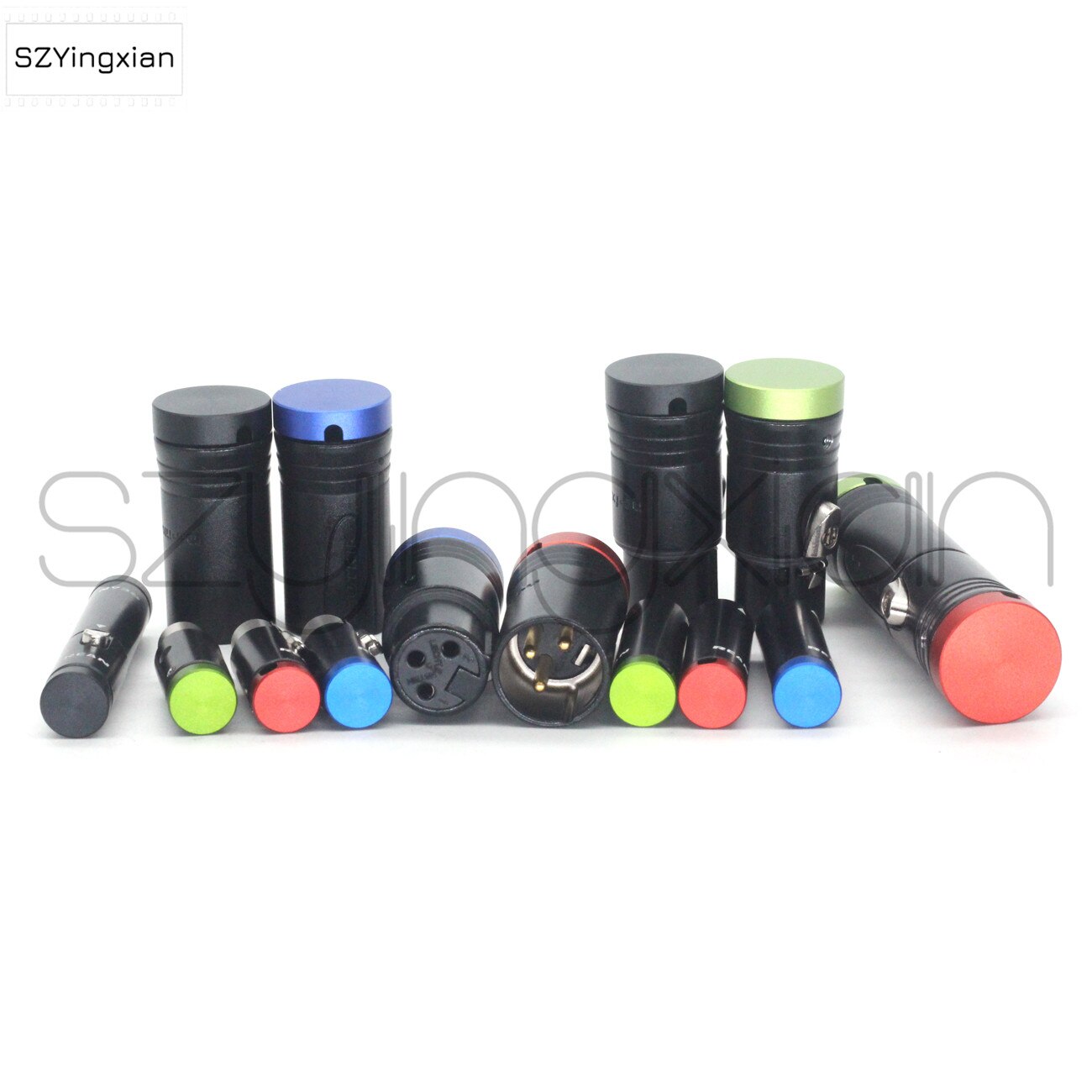 Mini XLR TA3F de 3 agujeros hembra, TA3M de 3 pines macho/enchufe de audio, cubierta plana, color rojo, azul, verde y negro