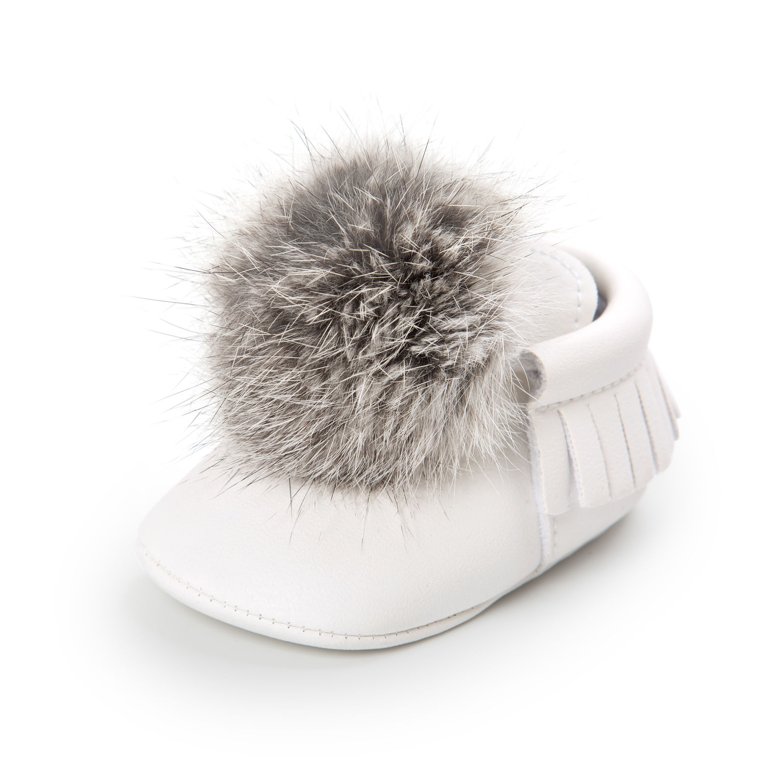 Babysko vinter babypiger blød bomuld varm afslappet snestøvler snørebånd sål sko 0-18m: Hvid / 7-12 måneder