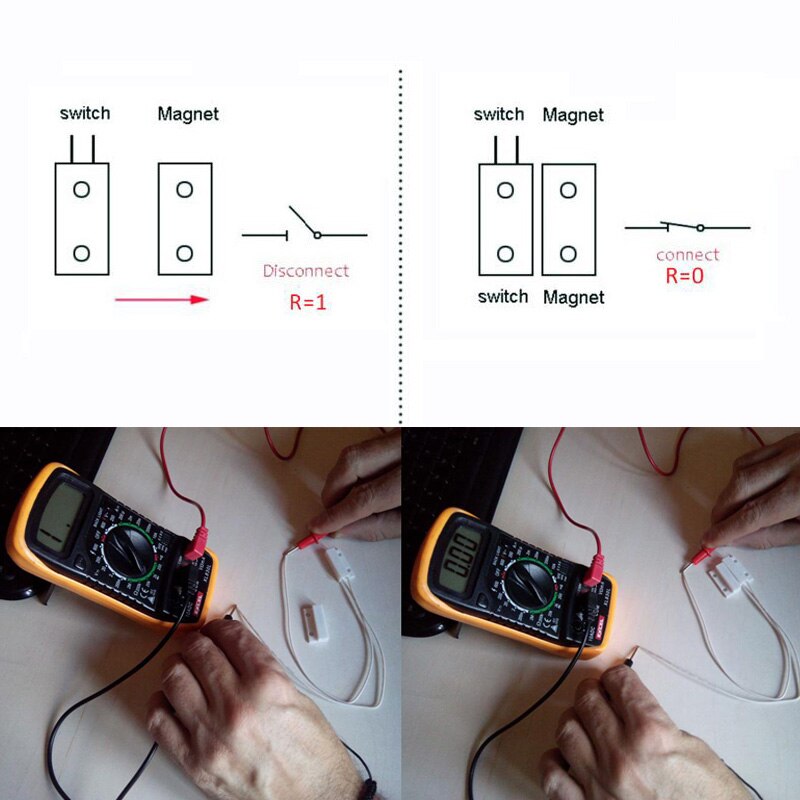 5 uds Mc-38 interruptor magnético con Sensor de ventana de puerta con cable para sistema de alarma de casa, cuando el Sensor está junto, normalmente cerrado Nc
