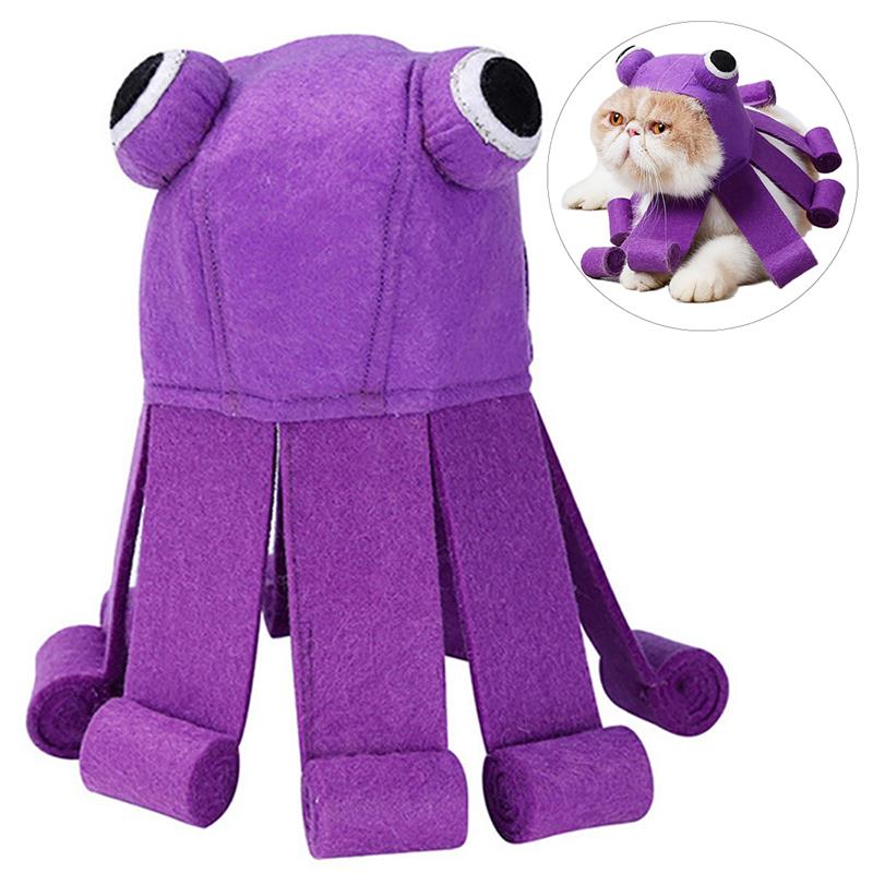 Disfraz de pulpo para mascotas, peluca de crin con gorro para gato, gatito, Halloween, disfraces, ropa de fieltro, accesorios para mascotas, 1 unidad