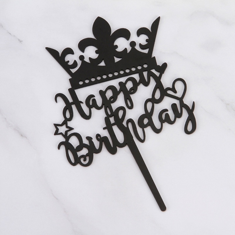 Mirror Acrylic Cake Topper Cute Crown Happy Birthday Letters Cake Topper For Kids Birthday Cake Decor Baby Shower Cake Topper