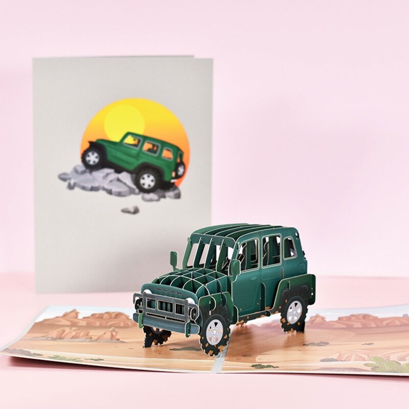 SUV Car Truck 3D Pop Up Card for All Occasions Greeting Card Birthday Graduation Anniversary Father’s Day Postcard for Husb