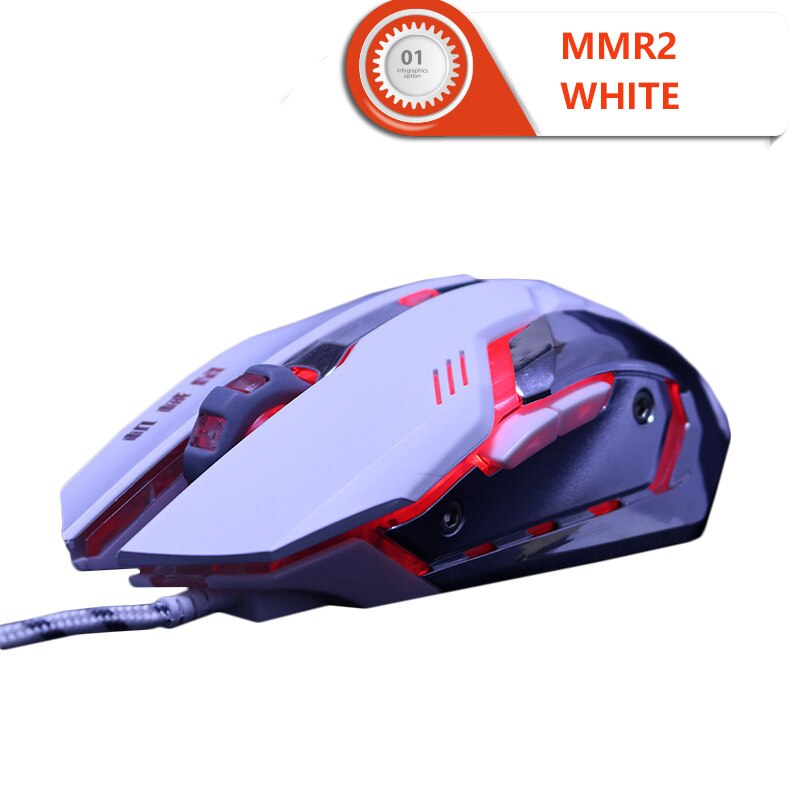 Ergonomic USB Wired Gaming Mouse 7 Button LED Computer Gamer Optical Mouse With RGB Backlight For PC Laptop Game: MMR2 White Mouse
