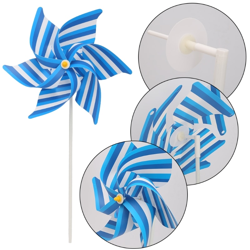 Striped Windmill Wind Spinner Home Garden Yard Decoration Kids Children Toys