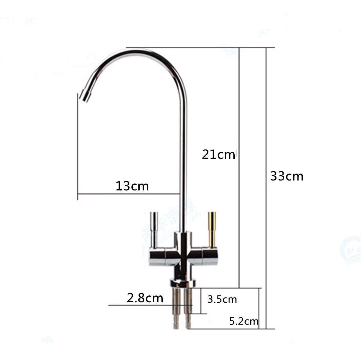 1/4'' Chrome Drinking RO Water Filter Faucet Stainless Steel Finish Reverse Osmosis Sink Kitchen Double Holes Water Intake