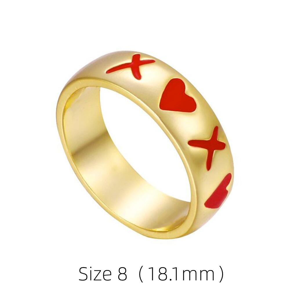 Anillos de boda de compromiso para mujer, joyería de apertura de Metal Emo con cara romántica Punk, de 2022 Ins,: B Size 8