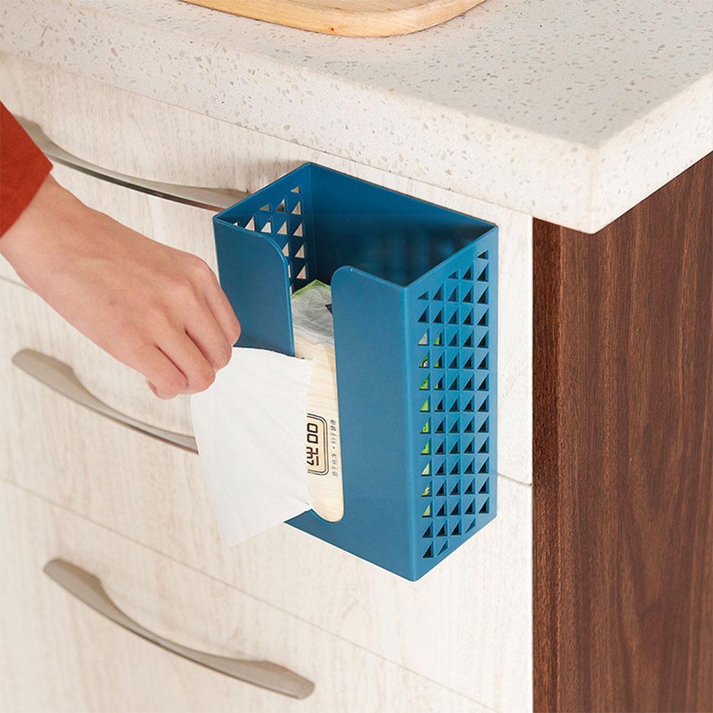 Wall Mounted Self Adhesive Plastic Tissue Box Napkin Home Paper Box Napkin Holder Towel Storage Paper Hollow Organizer