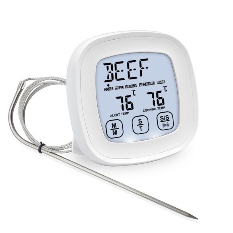 Termómetro de acero inoxidable para horno, medidor de temperatura con pantalla LCD, herramienta de cocina para alimentos y carne, higrómetro, 0 ℃ ~ 250 ℃: 01