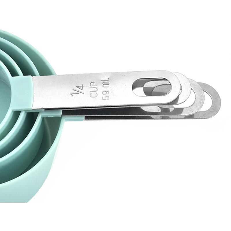 4PCS Stainless Steel Handle Measuring Cup Set Plastic Mixed Sizes Measuring Spoons Small Tablespoons Multi Purpose Spoons