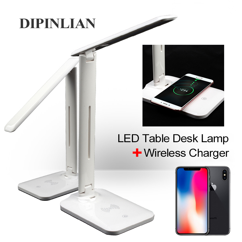 QI Drahtlose Ladegerät 2 in 1 LED Tisch Schreibtisch Lampe Multi-Funktion Lesen Licht mit DC 5V USB Ladung Hafen Für praktisch Ladung