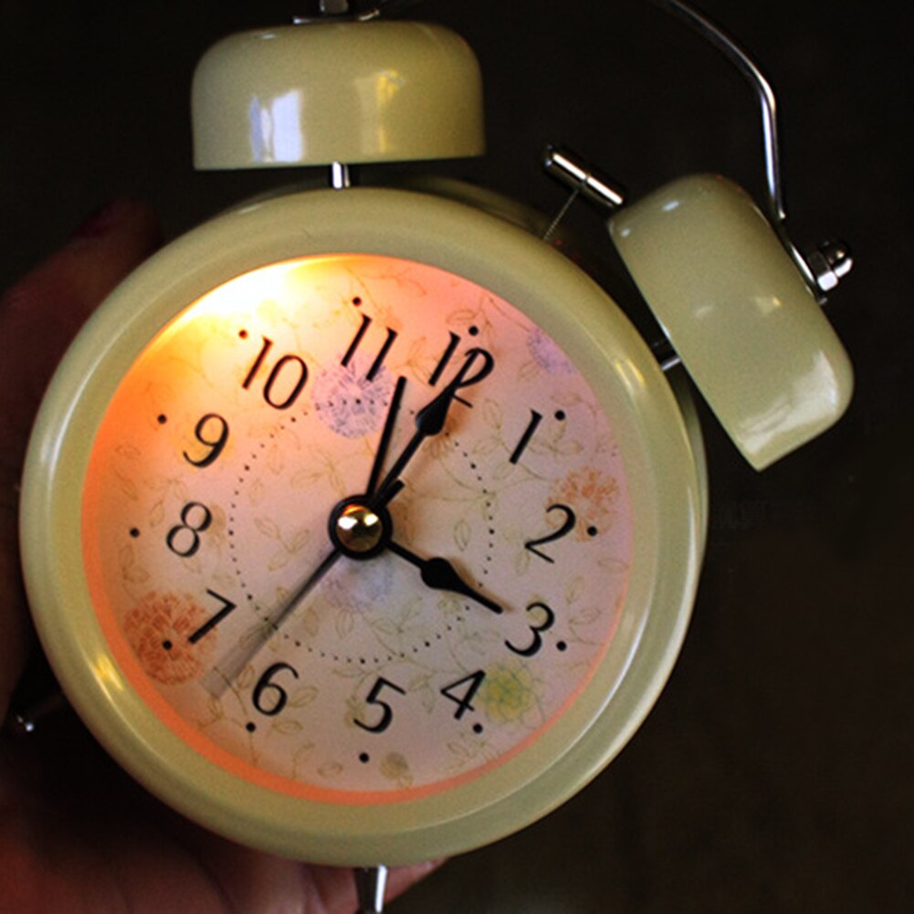 Alarm Clock Retro Desktop Clock Round Metal Double Bell Table Clock Alarms Home Decoration Black