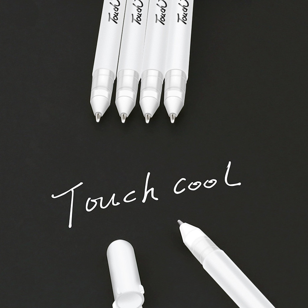 Stylos à encre Gel blanc, surligneur, pointe Fine, pour Illustration, papier noir, outil de papeterie scolaire et de bureau, 6 pièces