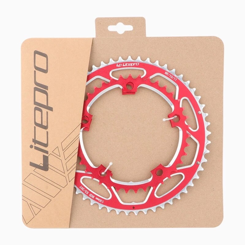 Litepro 130BCD 53t -39t Bicycle Chainring Double Round Aluminum Alloy Dual Chain Ring for Road / Folding Bike 9 10 11 speeds