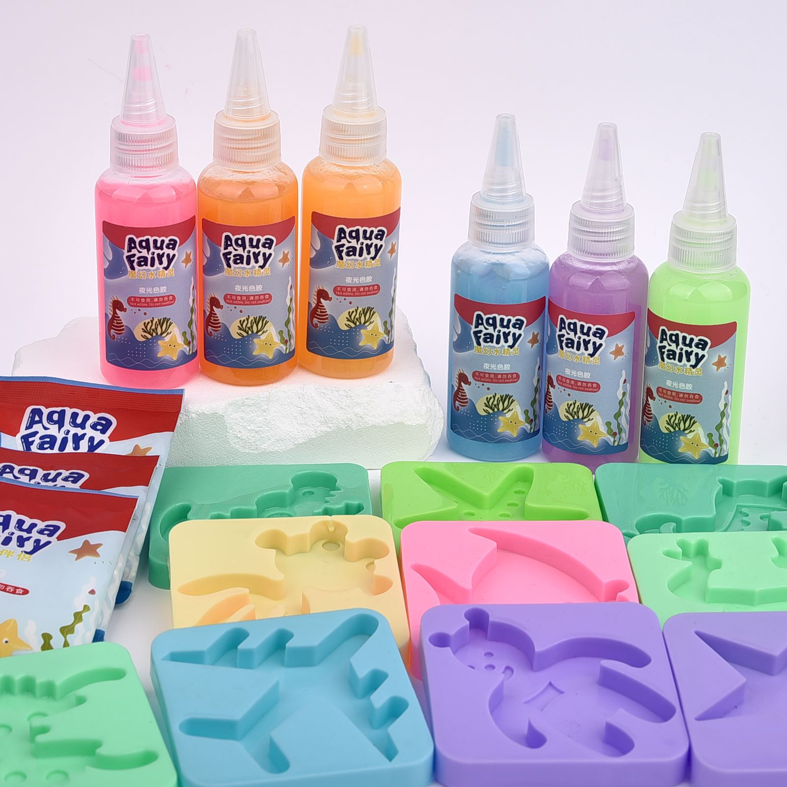 Leuchtende Fee, magische Wasserelfe, leuchtet im Dunkeln, ozeanische Form, Aqua-Fee-Gel-Sets, DIY-Handwerk, Materialien, für Kinder