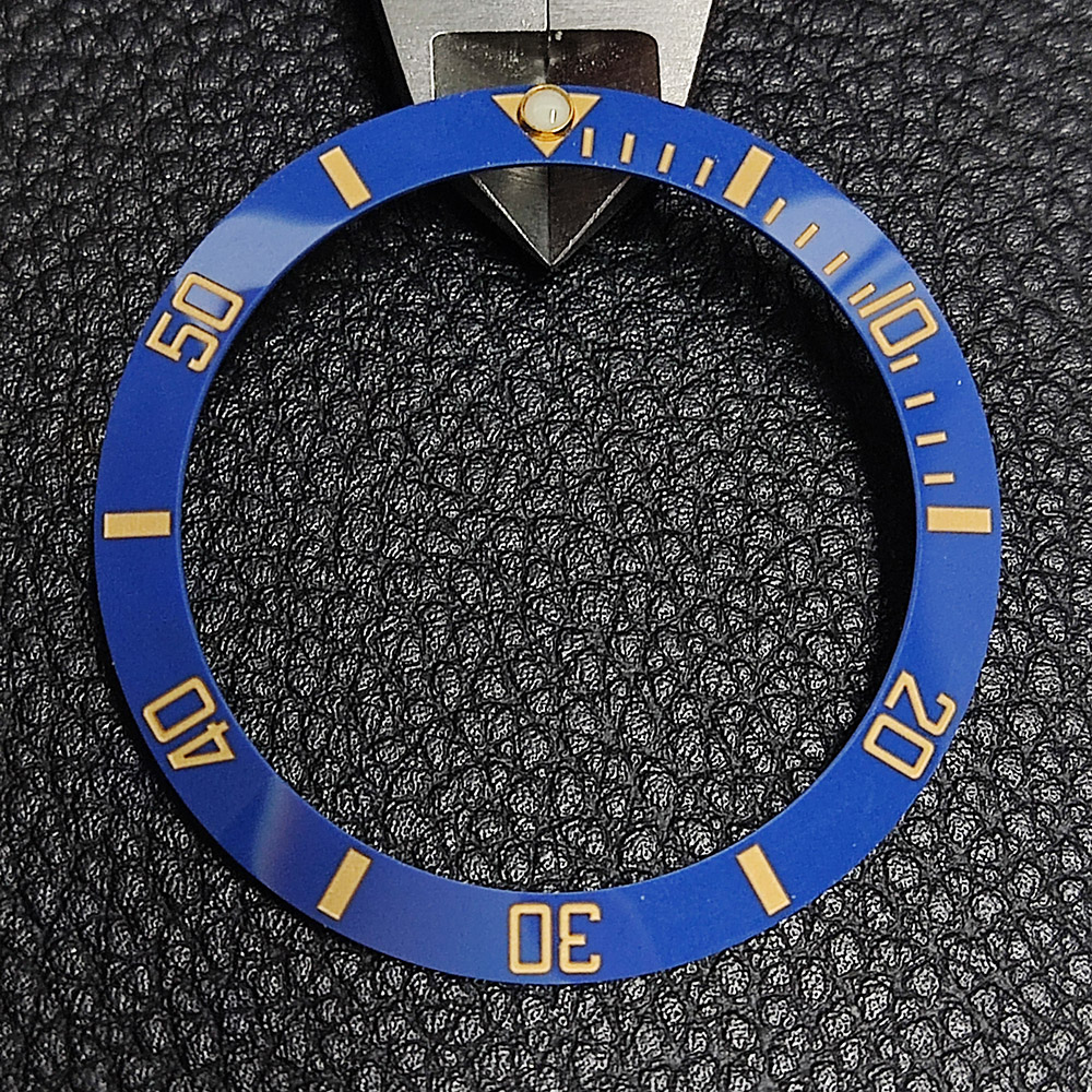 Schräge 38 mm Keramik Original hochwertige Uhrenlünetteneinsätze GMT Taucheruhr-Einsatz: Gold
