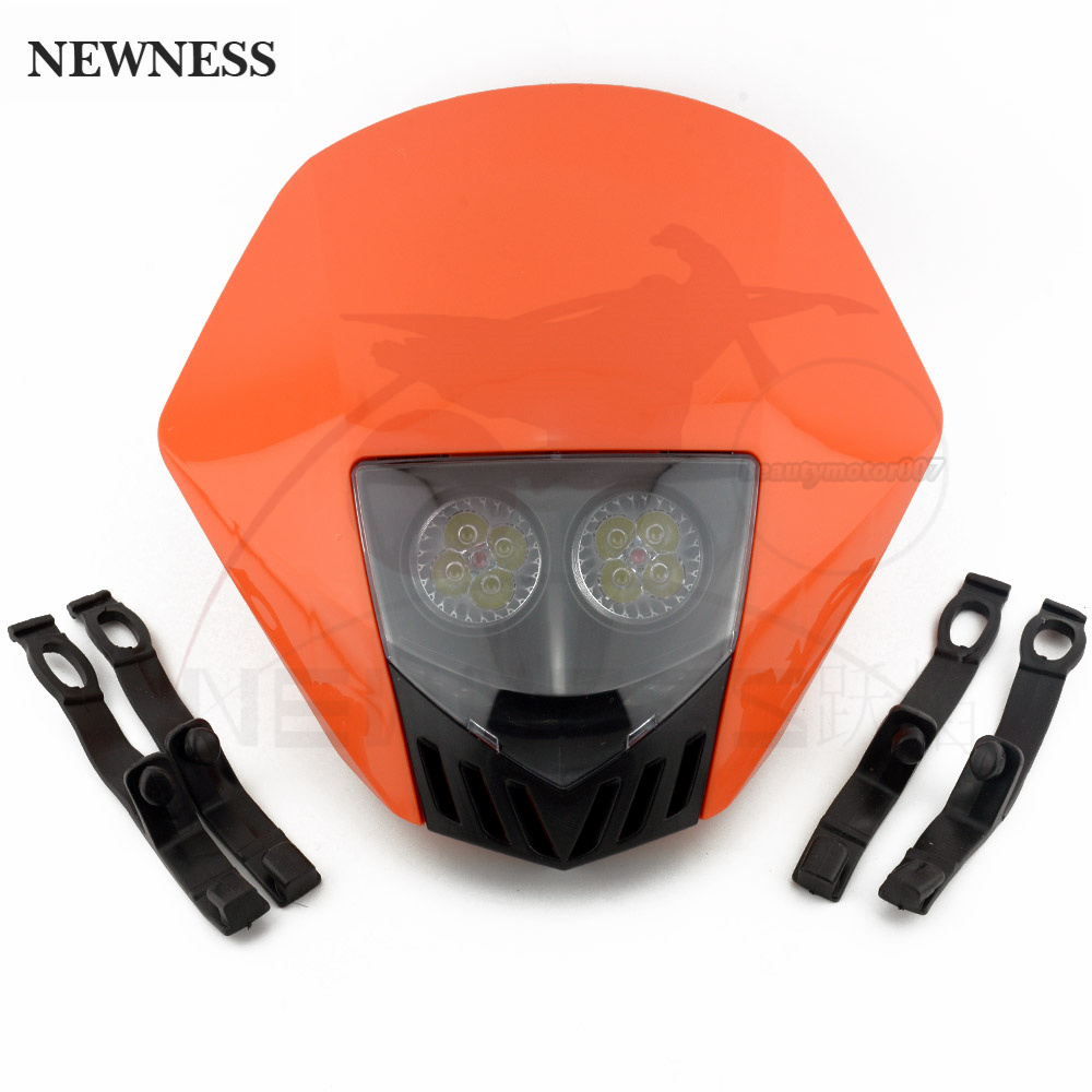 Faro de carenado doble para motocicleta, luz LED deportiva para Yamaha WR250 TTR WR 450 Enduro MX HMX Dirt Bike: Naranja