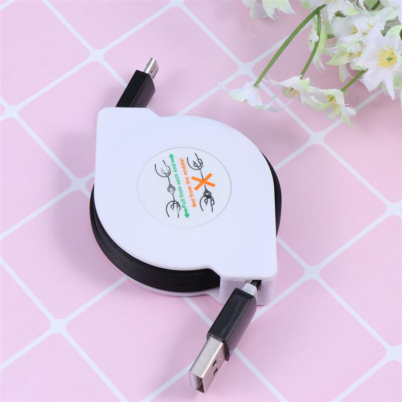 2m USB Charging Cable Retractable Fast Charging Cord Portable High Charger Cable for Android Phones (Black)