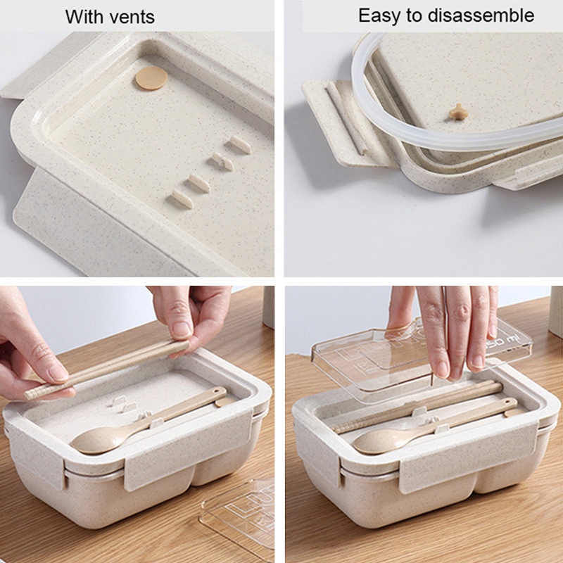 Bento Lunch Box Microwave Lunch Box Japanese Lunch Container Wheat Straw Food Container for Office Food Container for Kids Adult