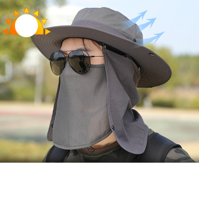 Mode Visser Hoed Heren Zomer Zonnehoed Zonnehoed Emmer Hoed Outdoor Ademend Mannelijke Vissen Hoed Gorras: Donkergrijs