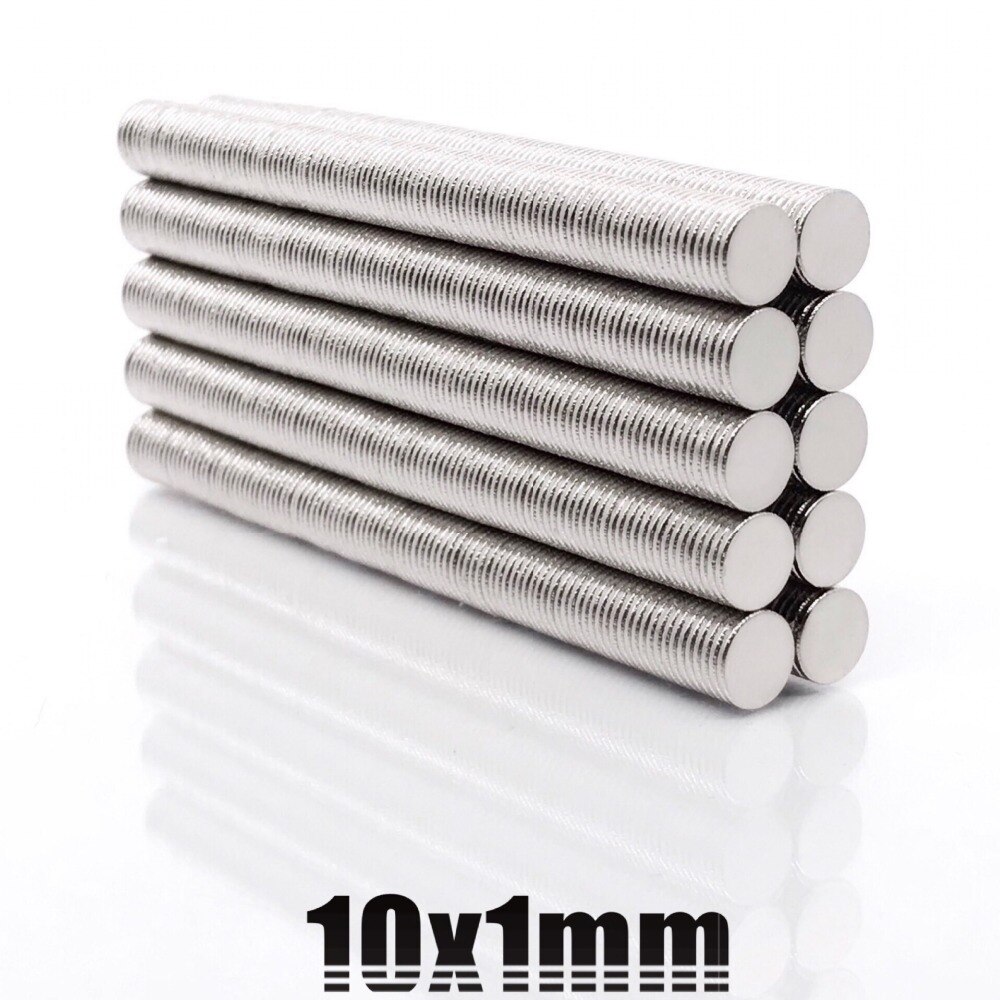 100 Pcs 10*1mm N35 Super Sterke Zeldzame Aarde NdFeB Magneten Neodymium Magneet 10mm * 1mm ronde Cilinder Permanente Vel 10x1mm