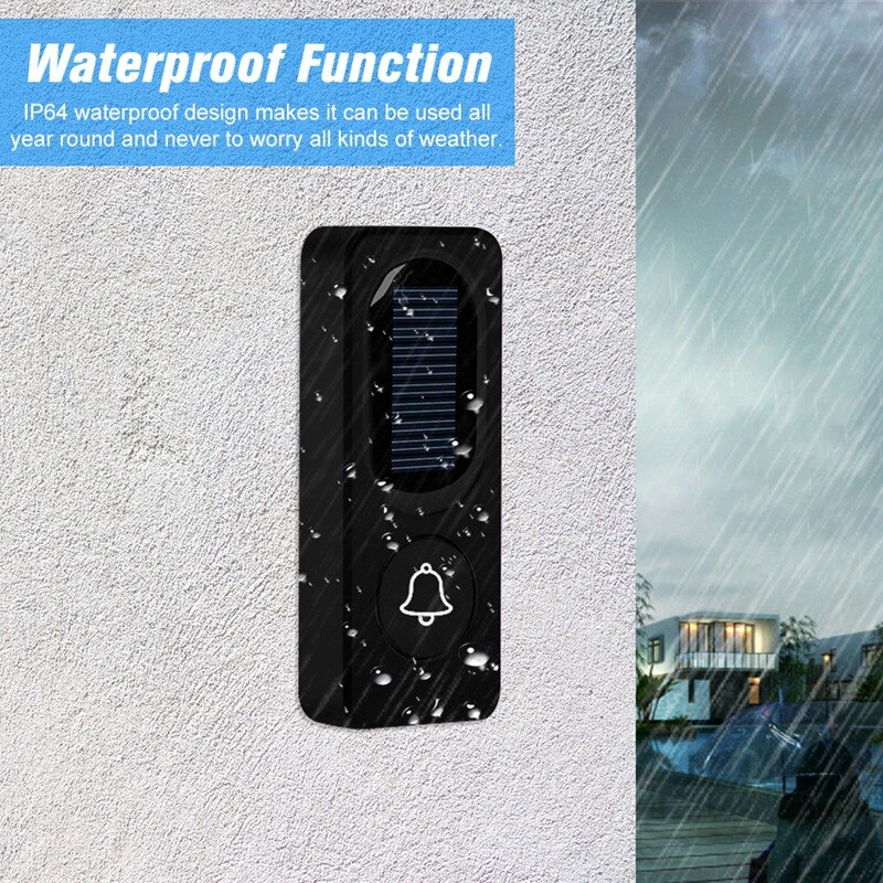 Sensor de Control de luz de timbre a prueba de agua inalámbrico Solar remoto de 300M con transmisor + receptor timbre uno para dos Kit enchufe estadounidense