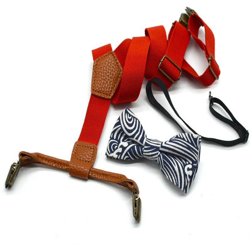 Matching Braces Elastic Suspenders and Luxury Bow Tie Set Adjustable Unisex Boy Girl Bowtie Elasticated Braces